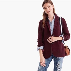 J crew Womens merino wool burgundy sweater blazer medium